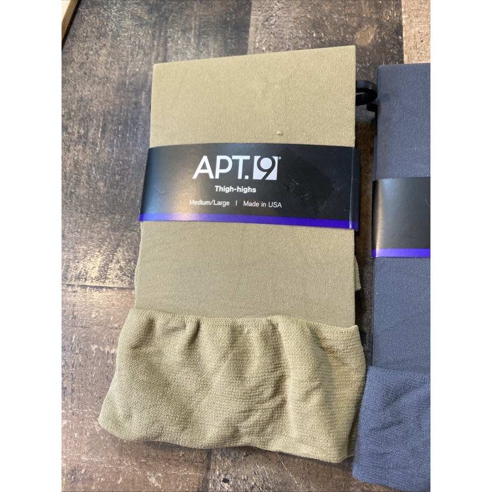 Apt 9 Wide Band Thigh High 1 Gray 2 Neutral Stockings Size Fits Medium Large M/L - Picture 2 of 16